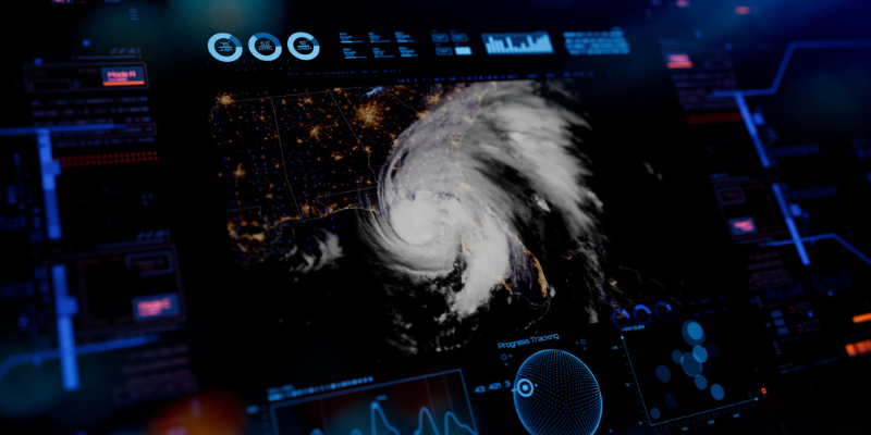 hurricane on radar, illustrating the importance of creating a business continuity plan